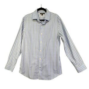 Banana Republic Mens Non-Iron Tailored Slim Fit Dress Shirt L 16-16 1/2 Blue Che